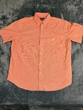 Chaps Mens Coral Easy Care Button-Down Shirt 2XLT Short Sleeve